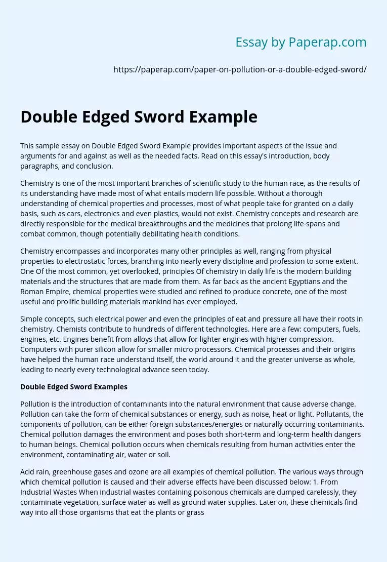 Реферат: Double Edge Sword Essay Research Paper Double