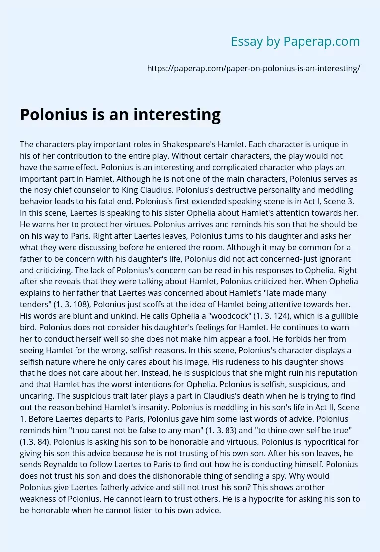 Polonius is an interesting