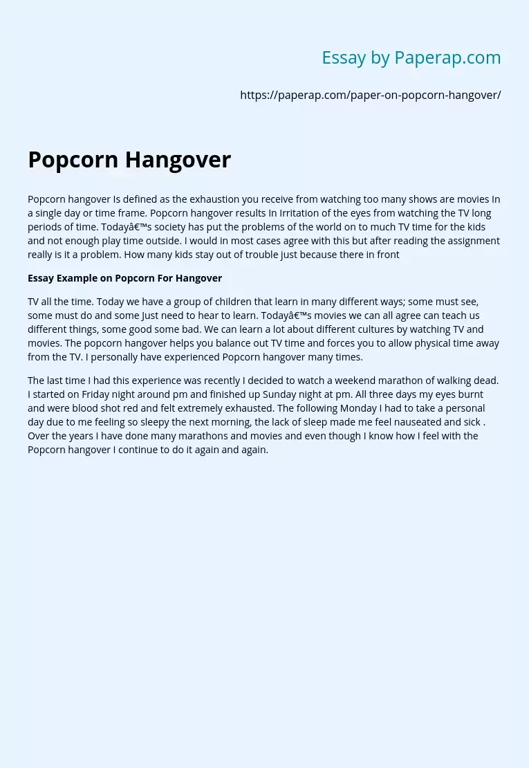 Popcorn Hangover