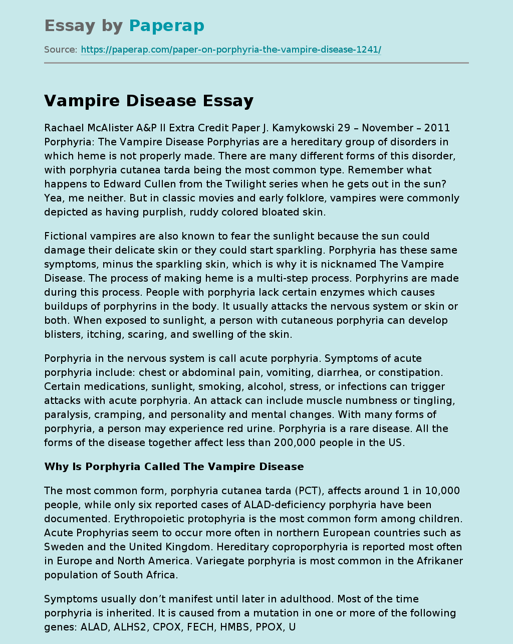 Vampire Disease