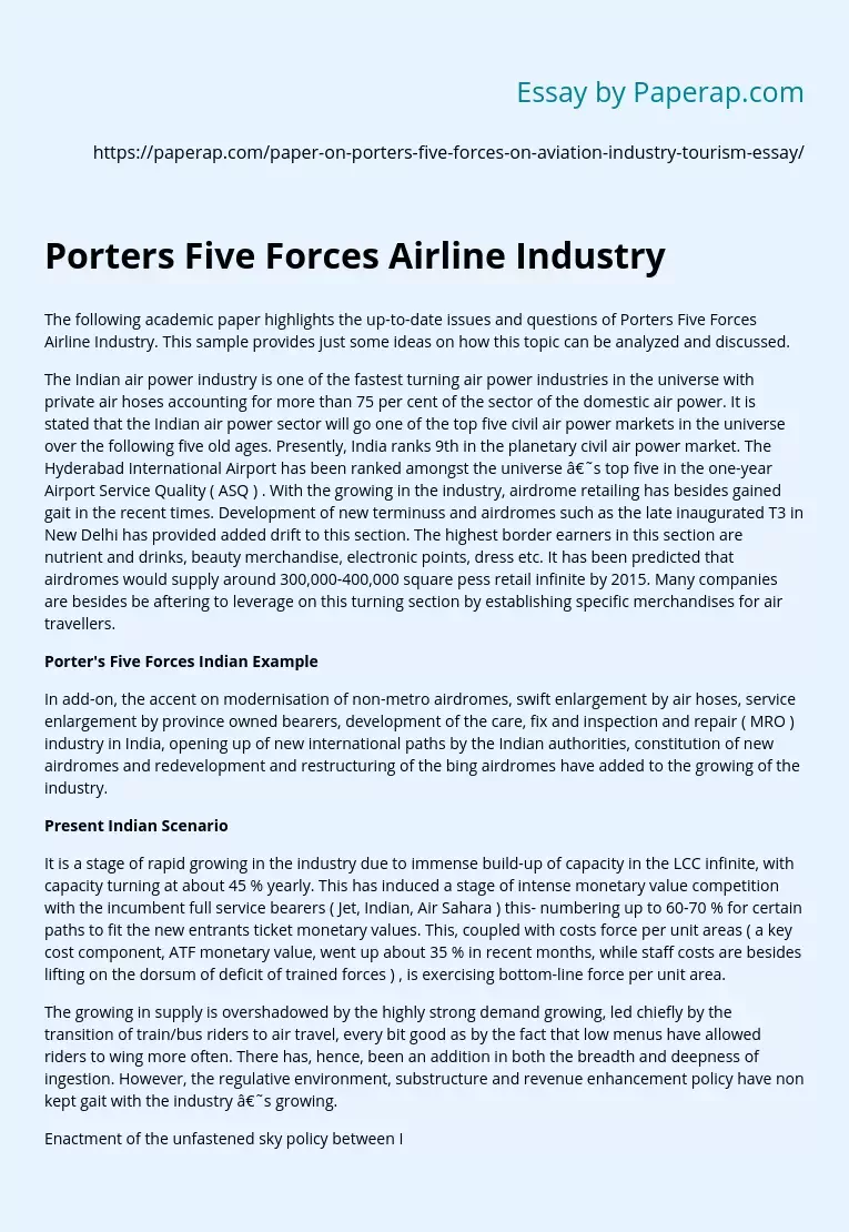 Porters Five Forces Airline Industry