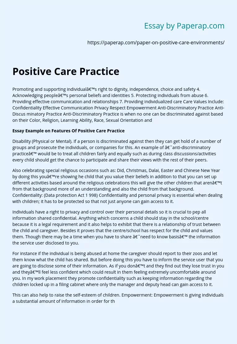 positive-care-practice-essay-example