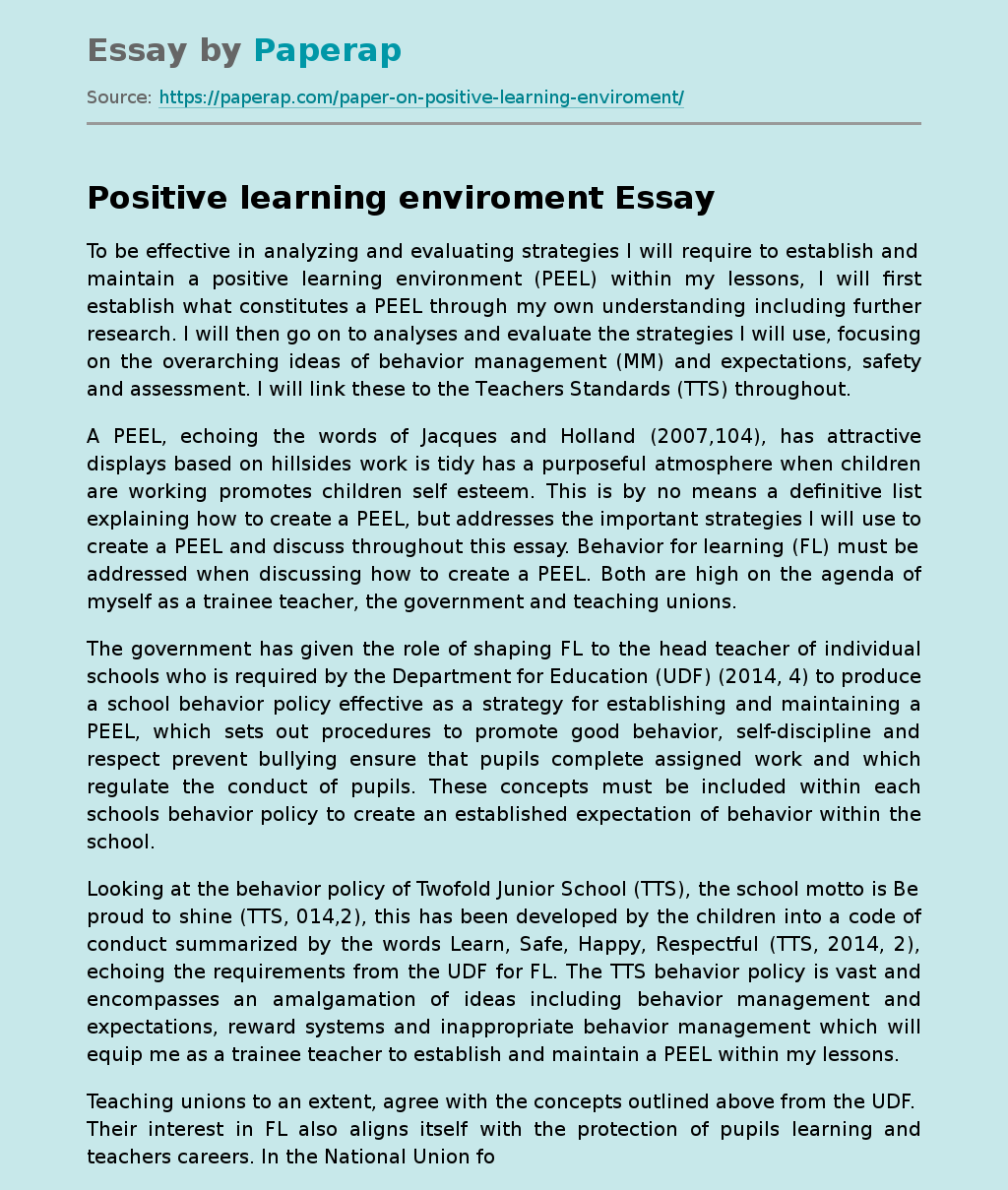 Positive learning enviroment