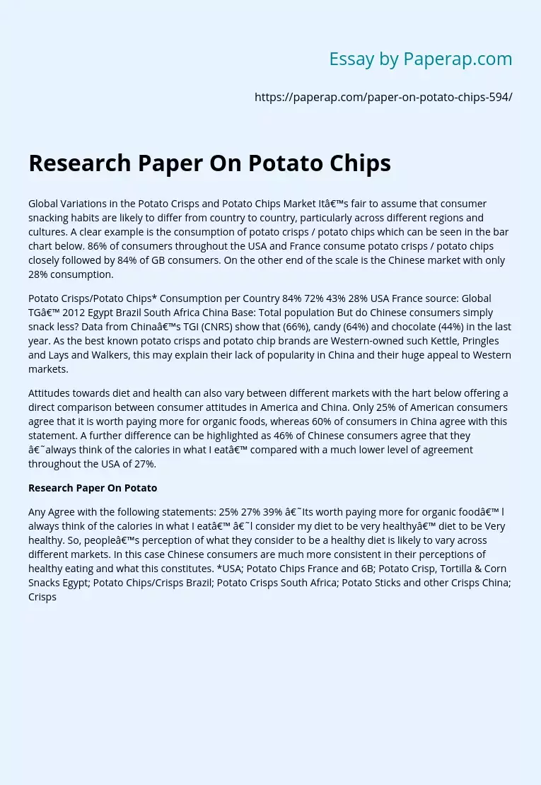 Research Paper On Potato Chips