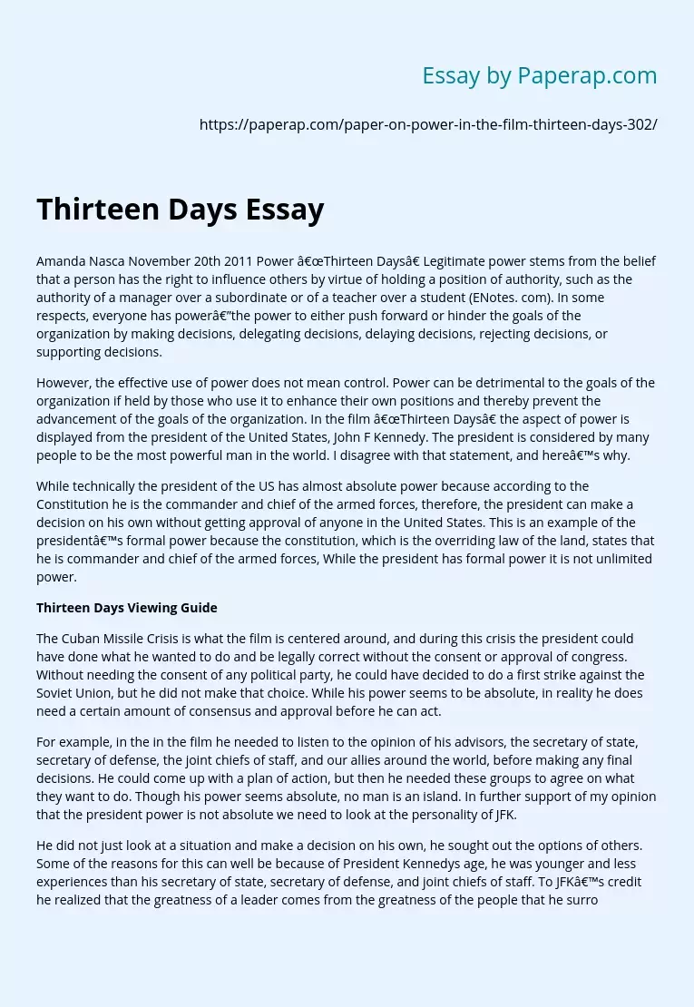 Thirteen Days Essay