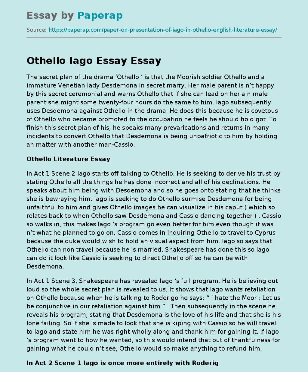 About Othello Iago
