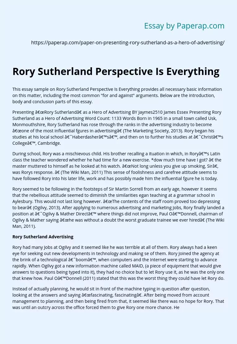 Rory Sutherland Perspective Is Everything