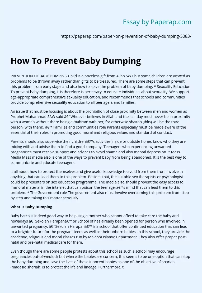 How To Prevent Baby Dumping