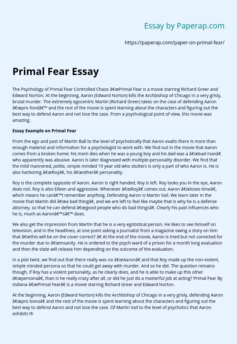 Primal Fear Essay