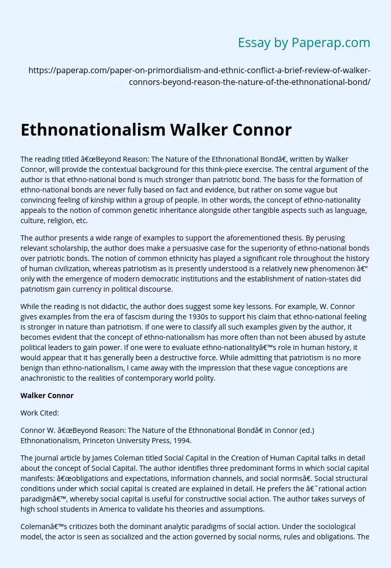 Ethnonationalism Walker Connor