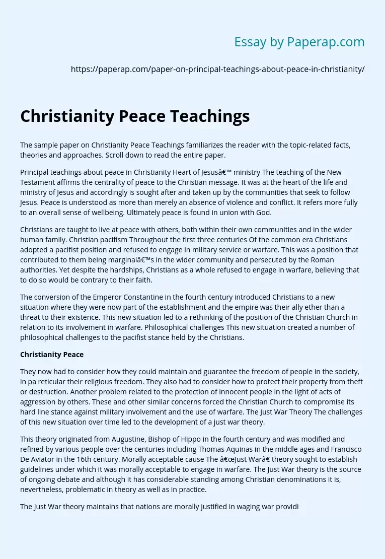 Christianity Peace Teachings