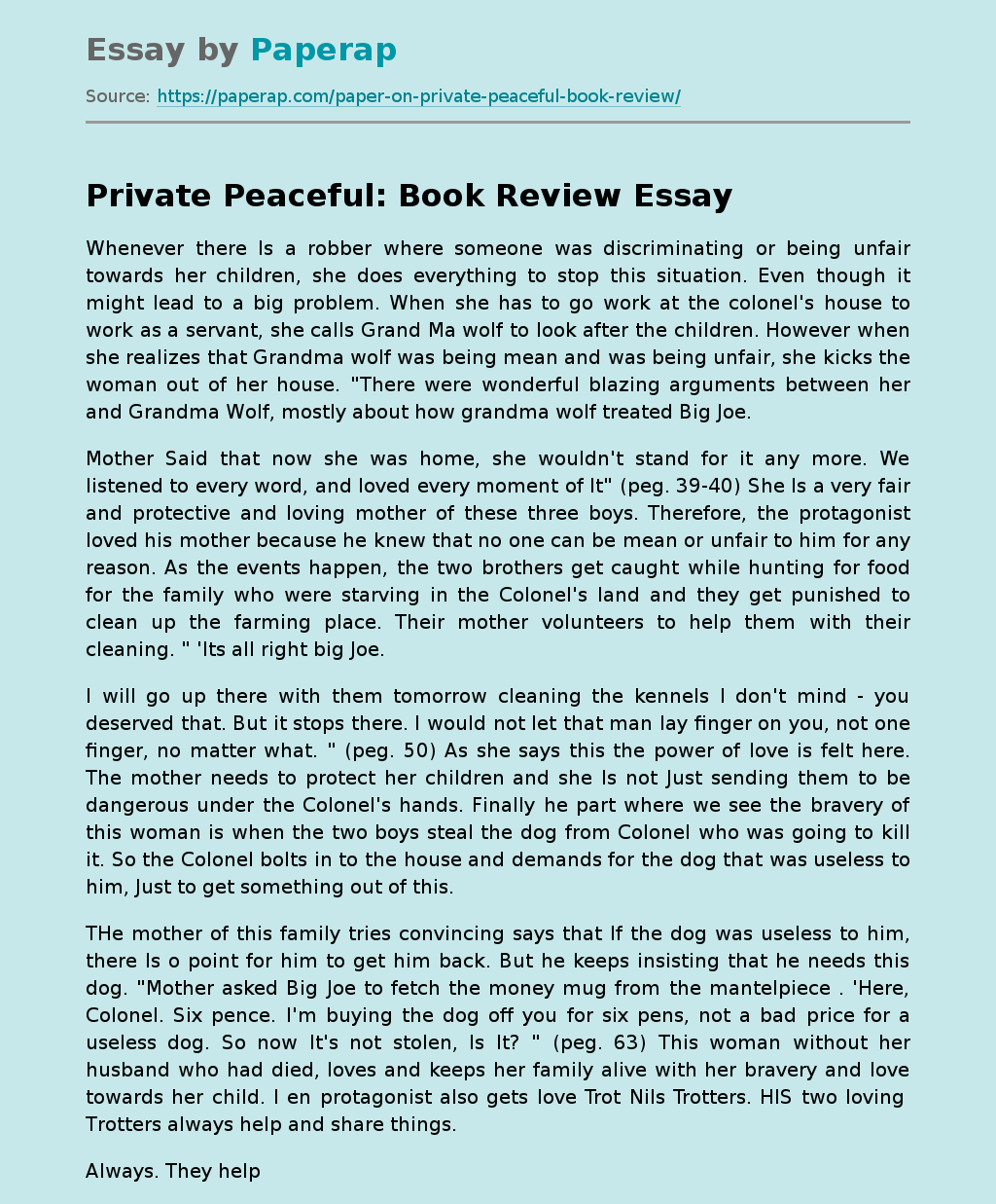 private peaceful essay topics