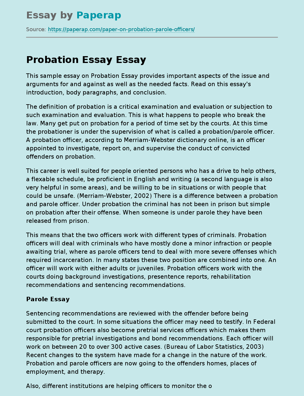 Probation Essay
