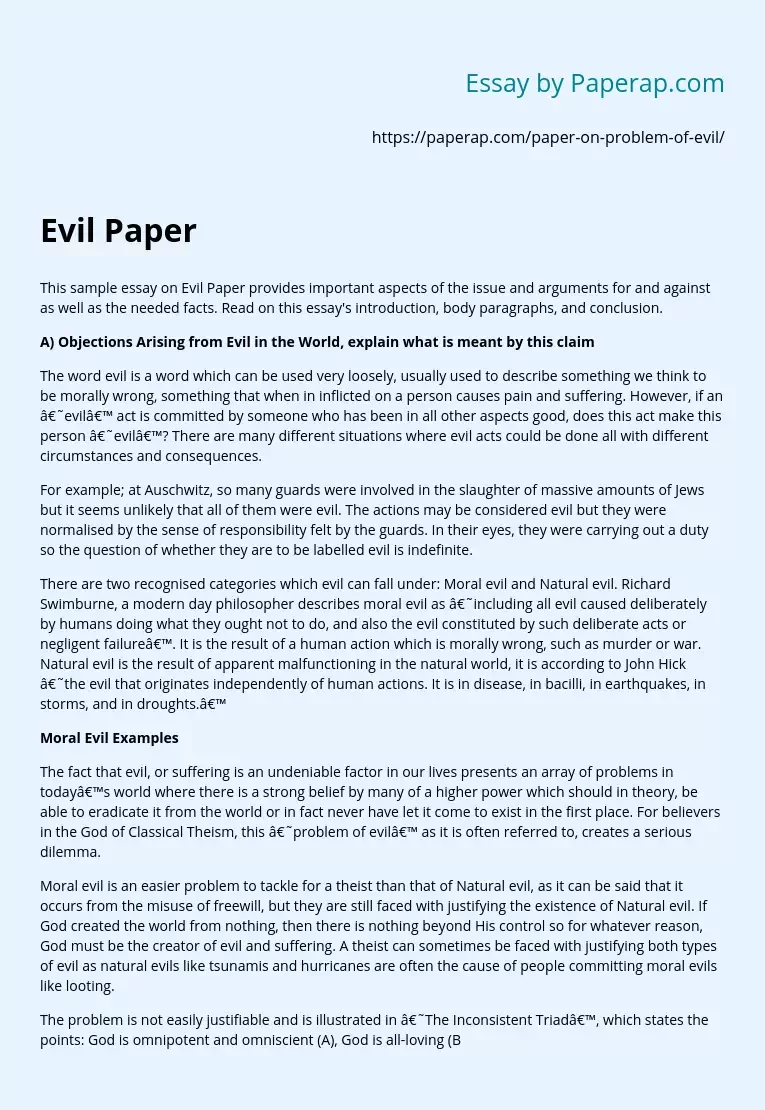 Understanding Evil Paper Arguments