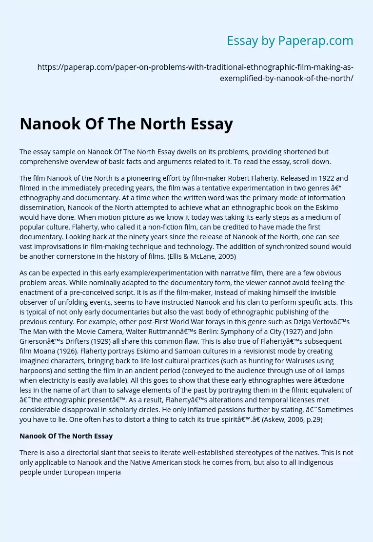Nanook Of The North Essay