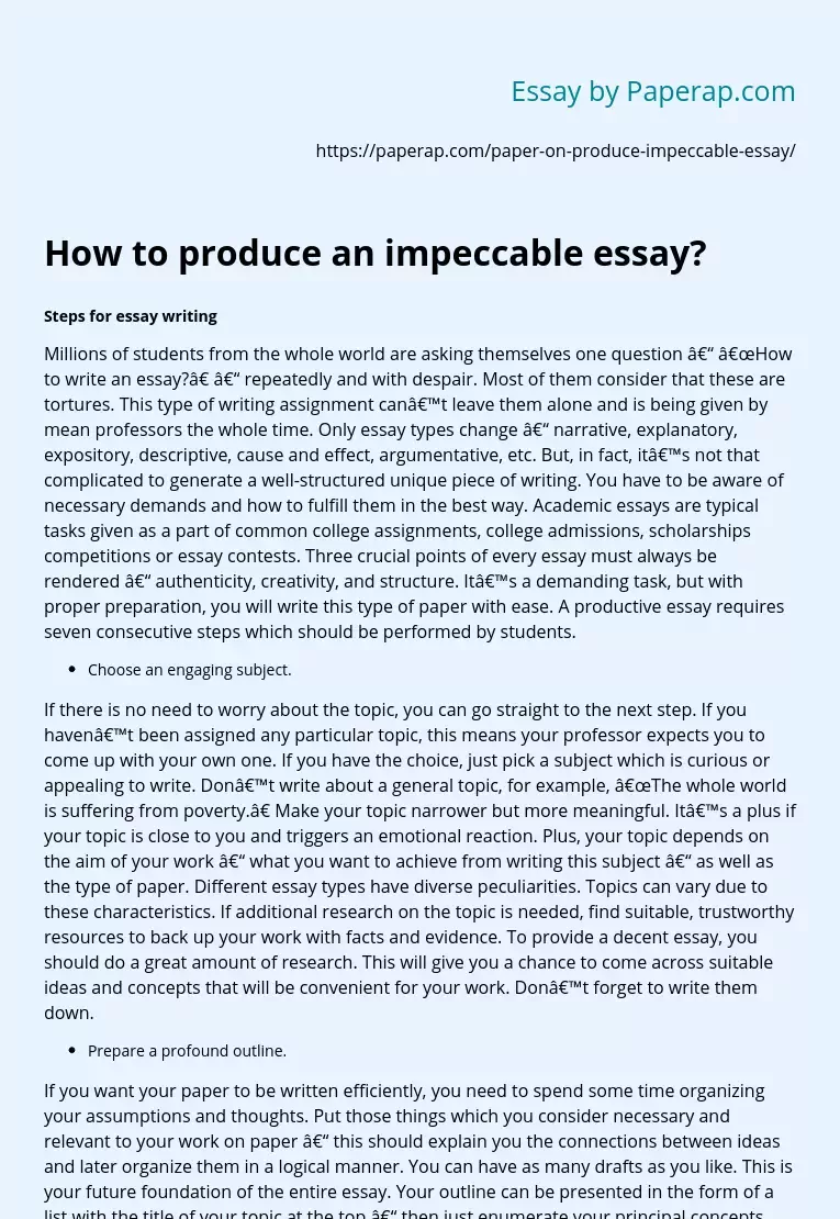 How to Produce an Impeccable Essay