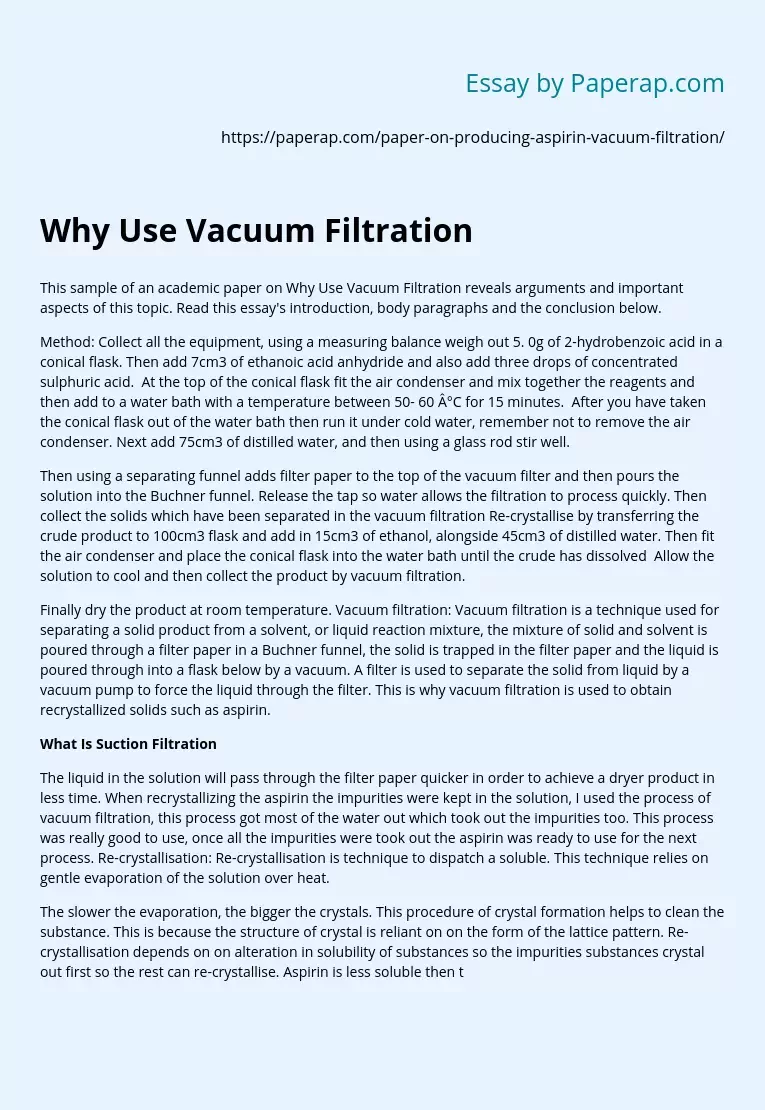 Why Use Vacuum Filtration