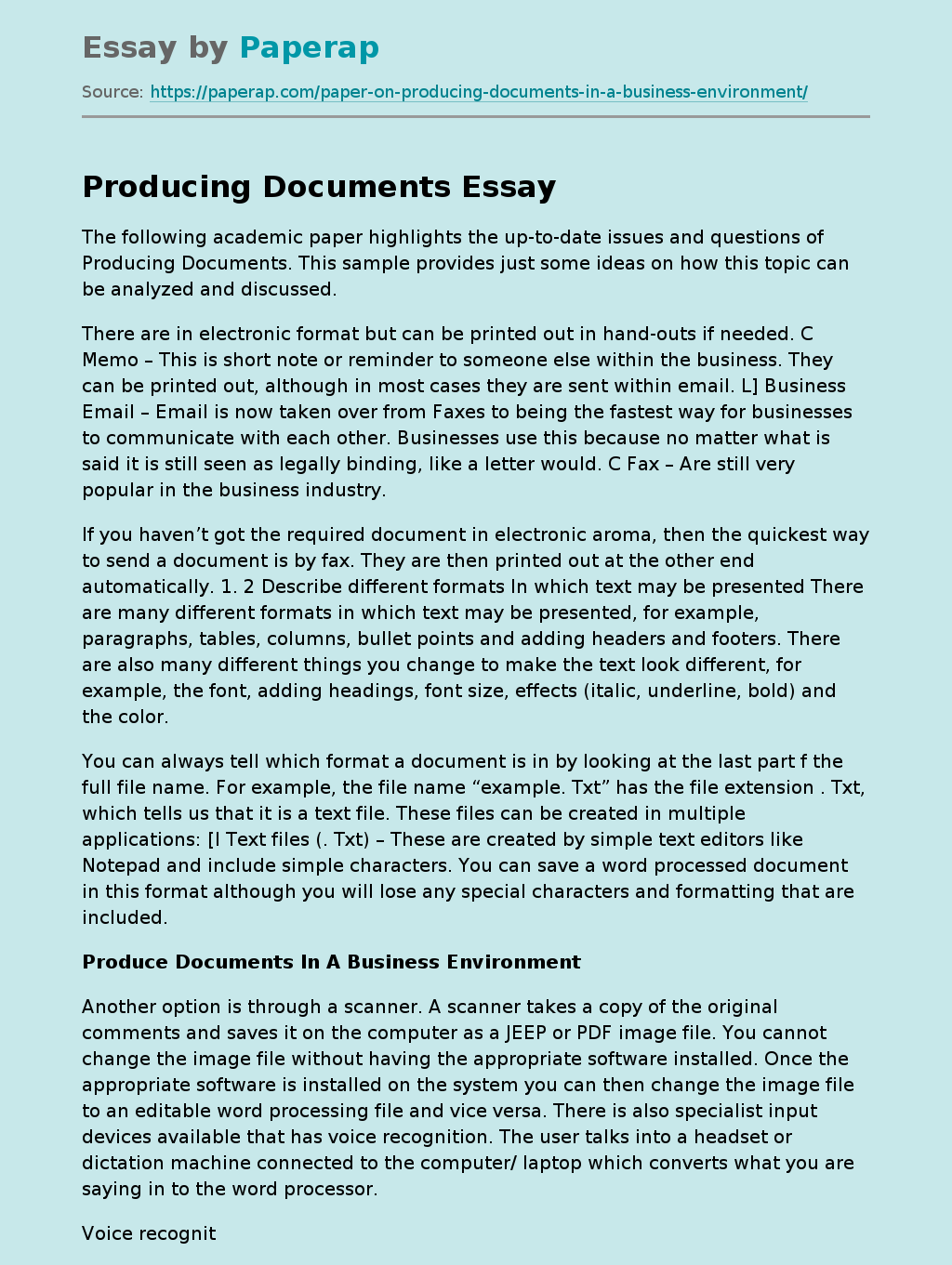 Producing Documents