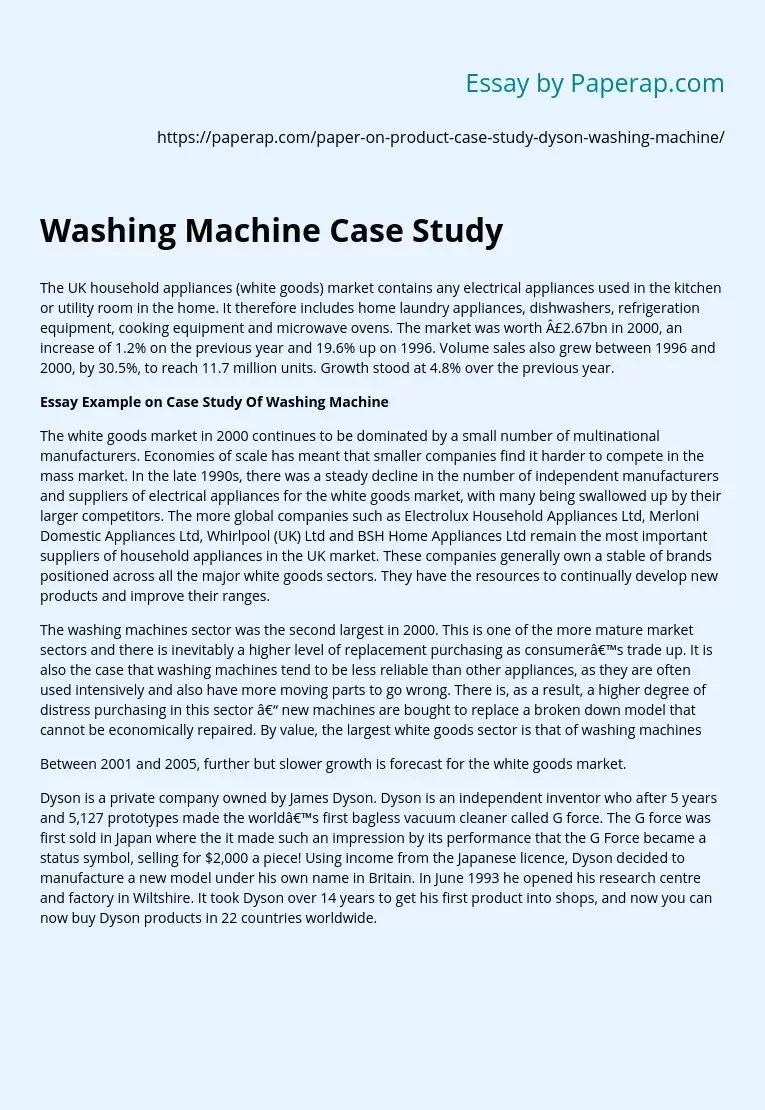 Washing Machine Case Study