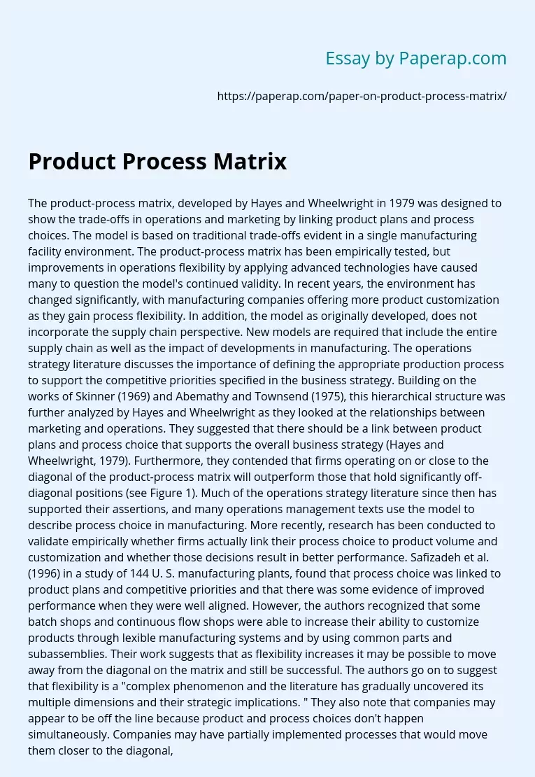 Product Process Matrix