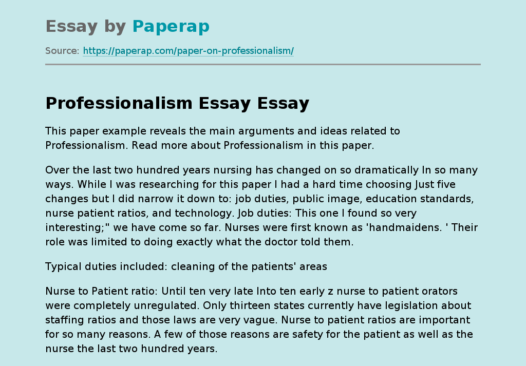 professionalism essay pdf