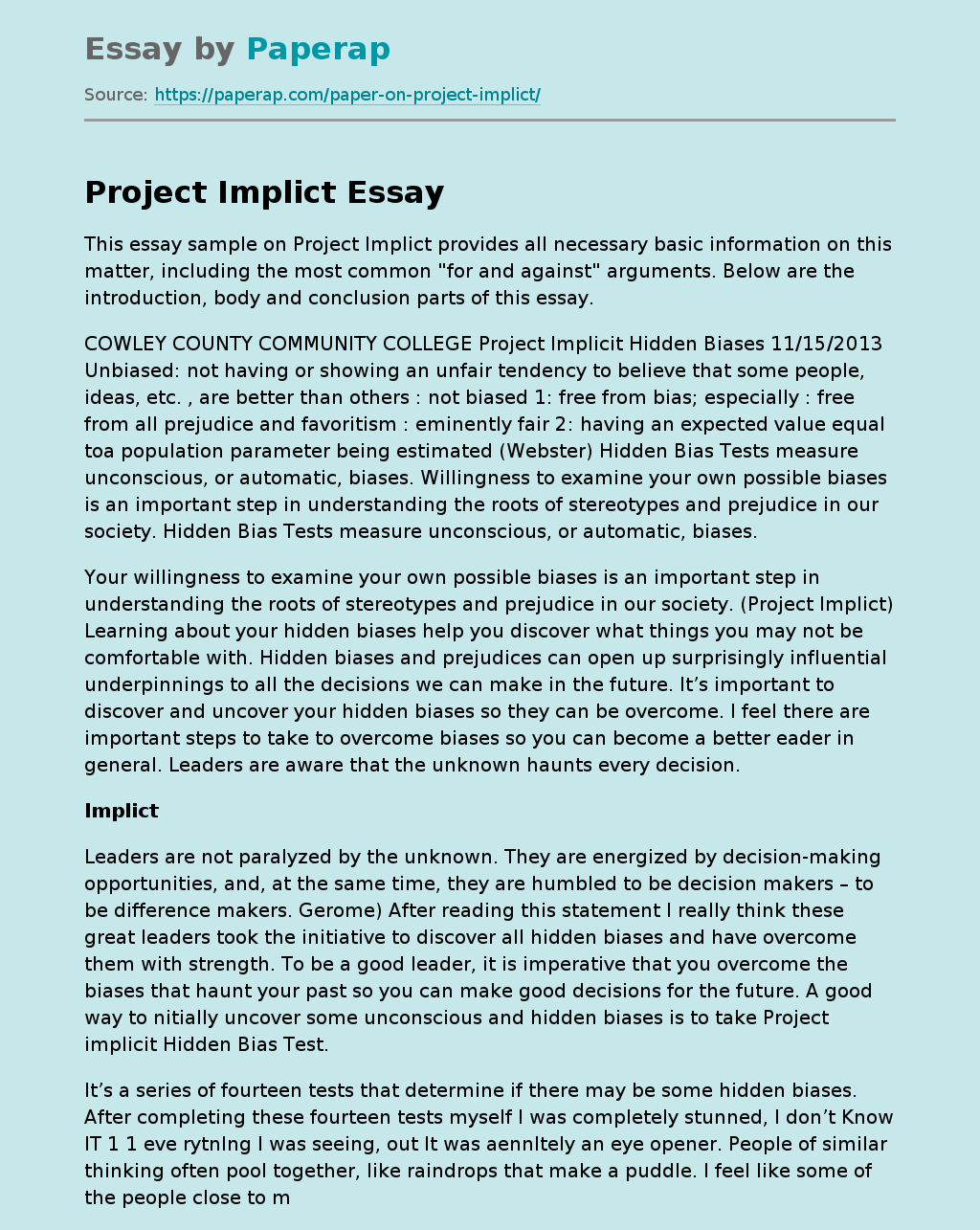 Project Implict
