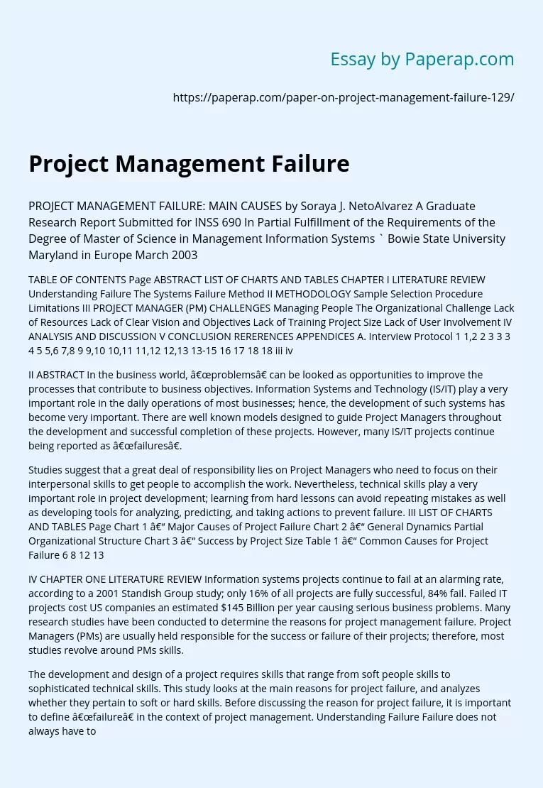 Project Management Failure