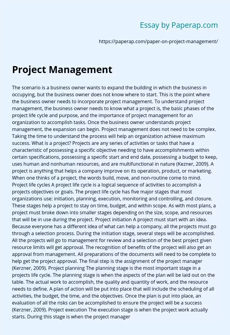 how to write a project management essay