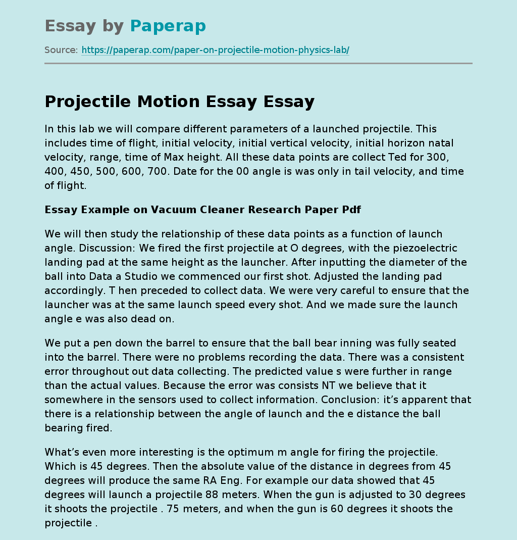 Projectile Motion Essay