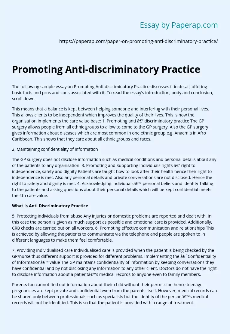 Promoting Anti-discriminatory Practice