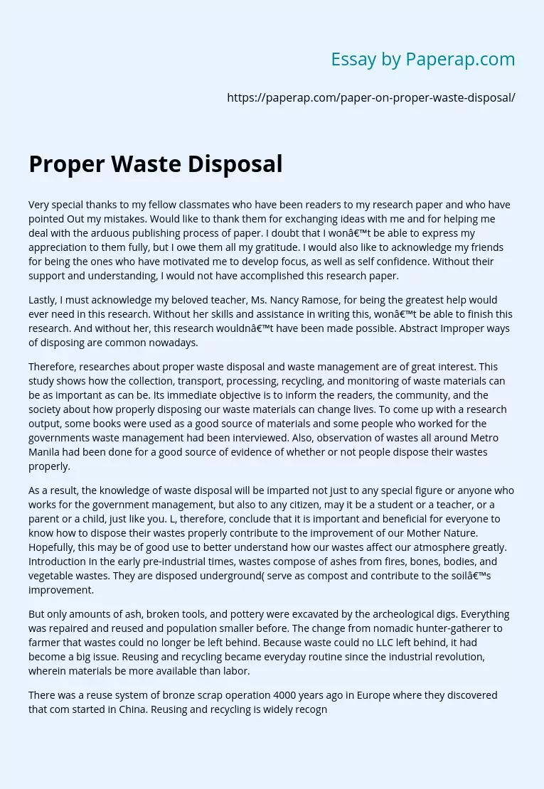 waste disposal essay 1000 words