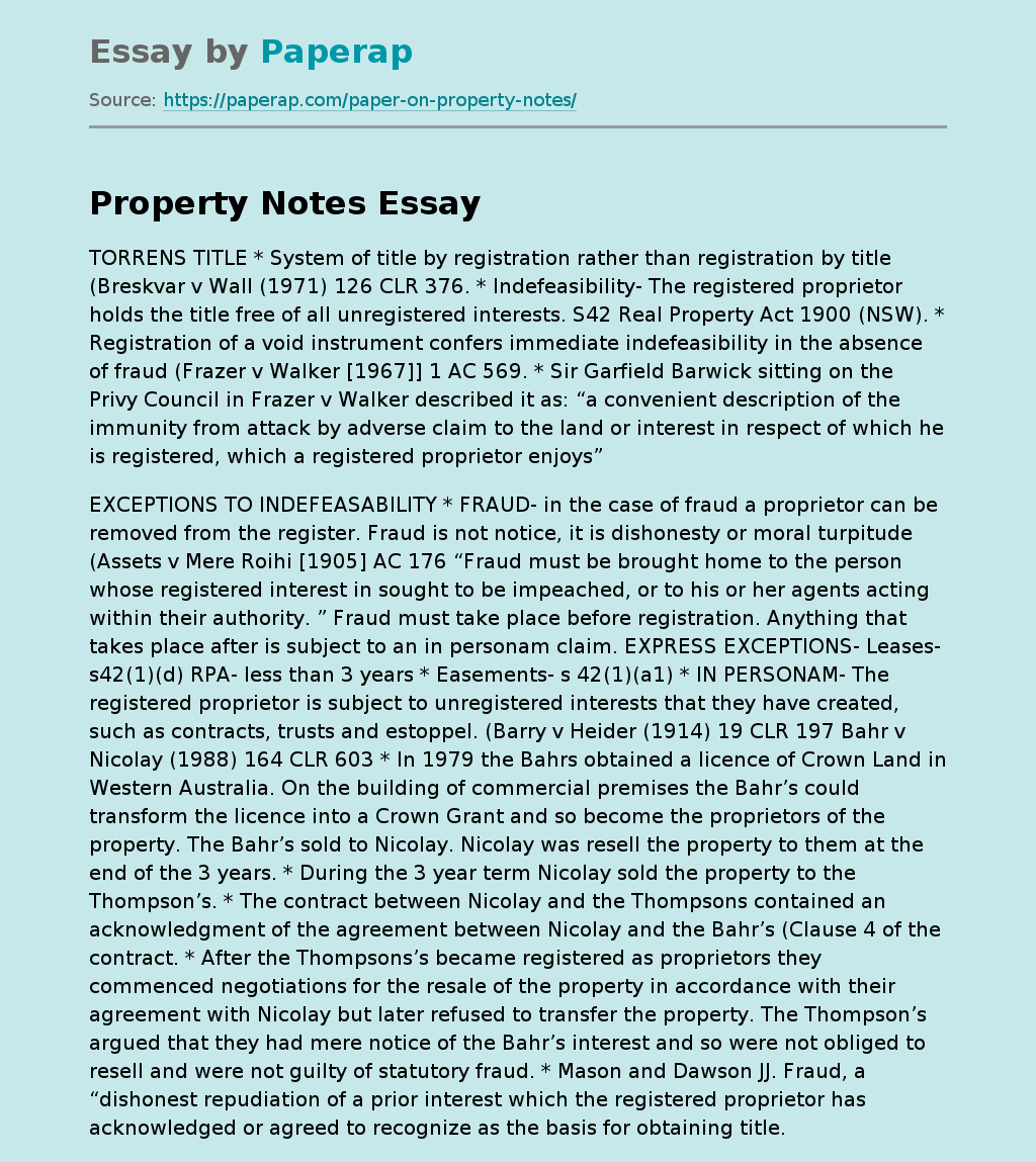 Property Notes