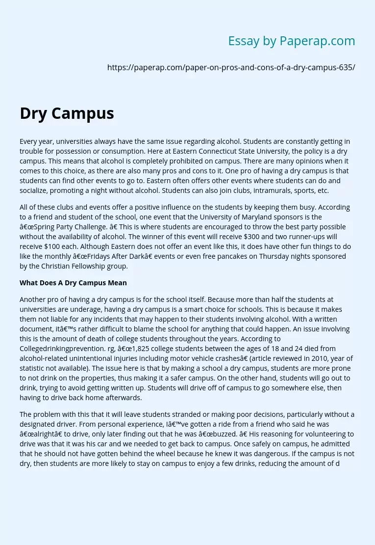 What Does A Dry Campus Mean