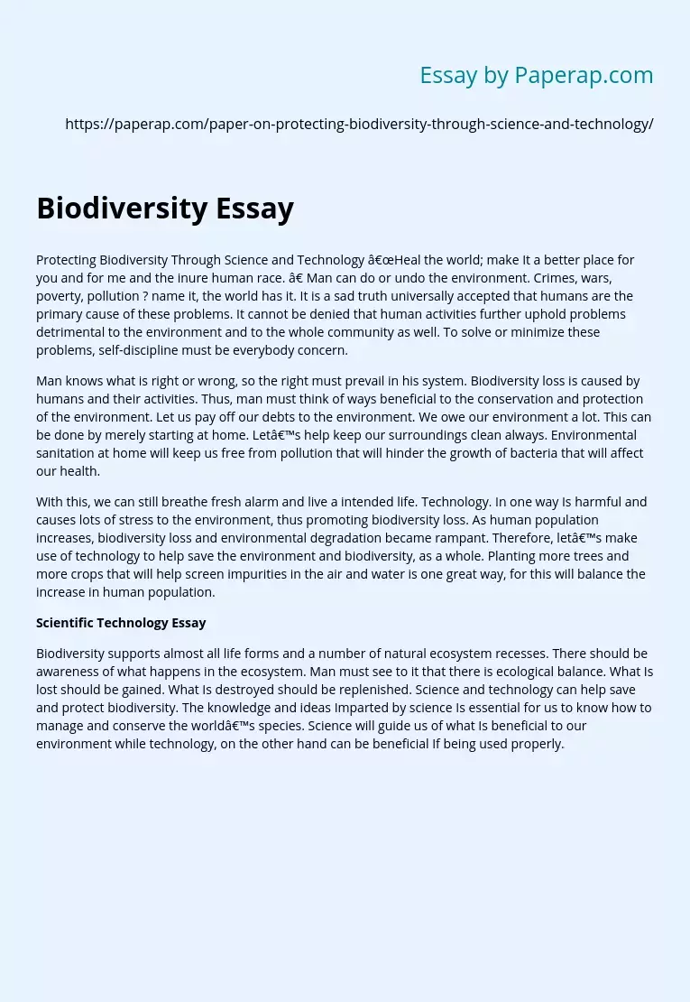 Biodiversity Essay