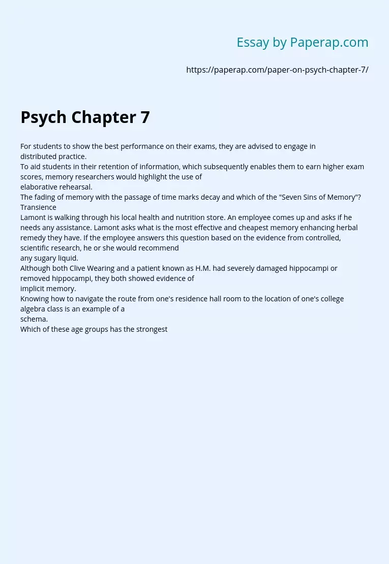 Psych Chapter 7