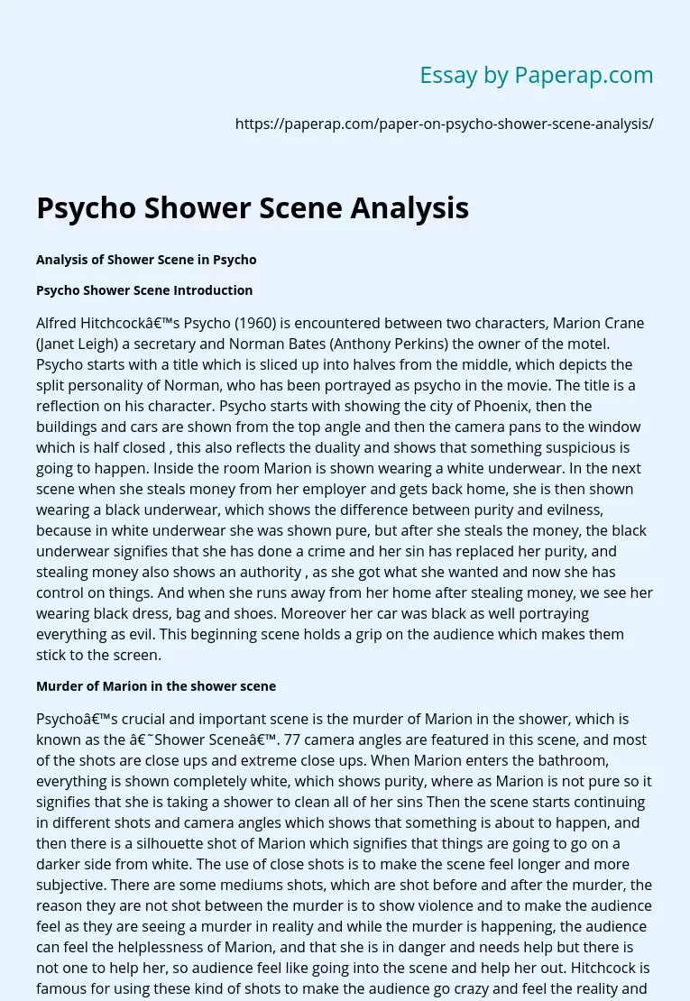 Psycho Shower Scene Analysis
