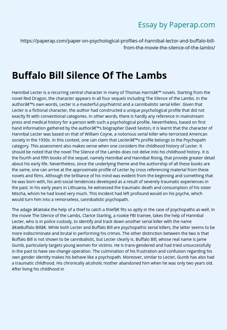 Buffalo Bill Silence Of The Lambs