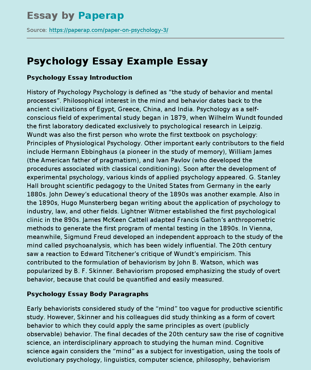 Psychology Essay Example