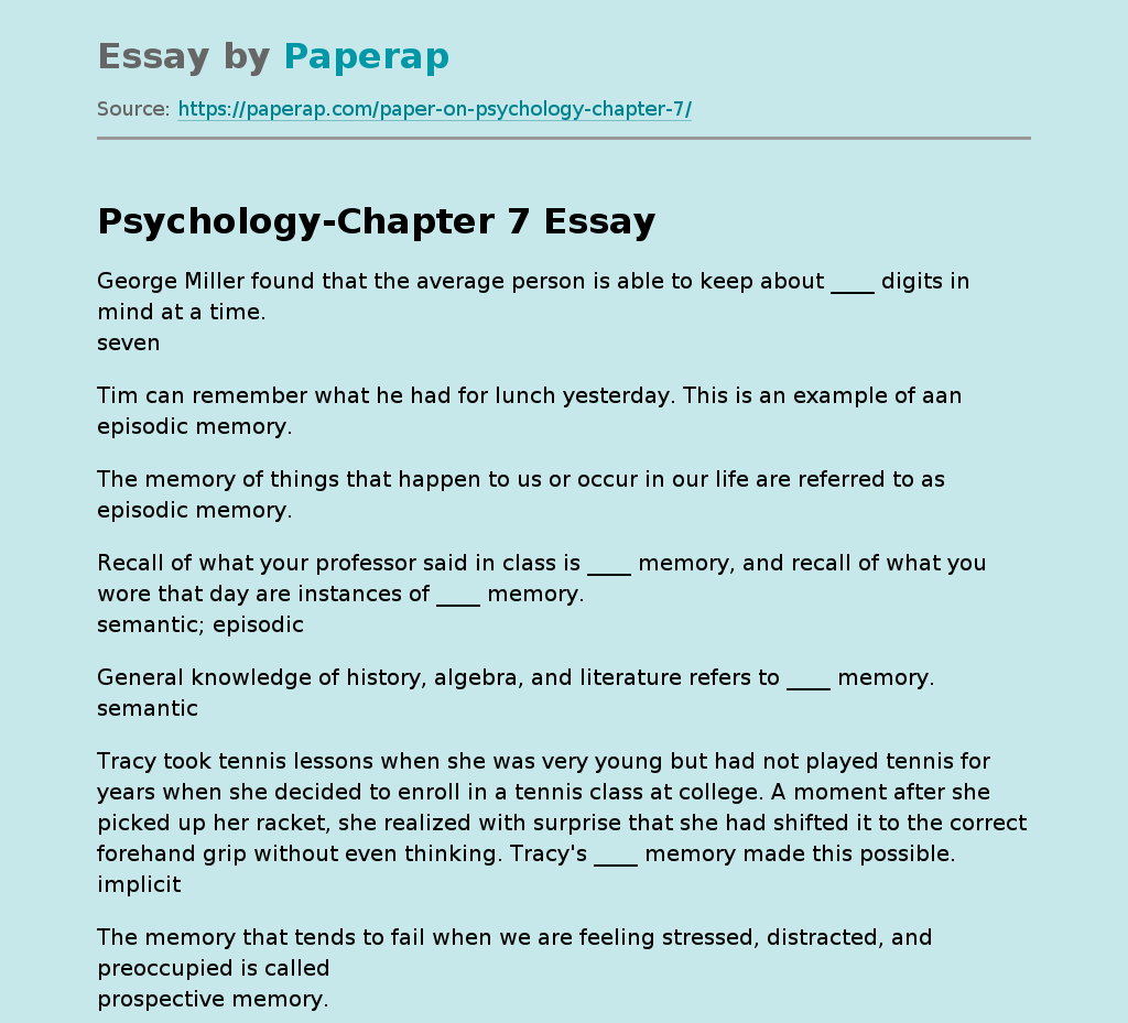 Psychology-Chapter 7