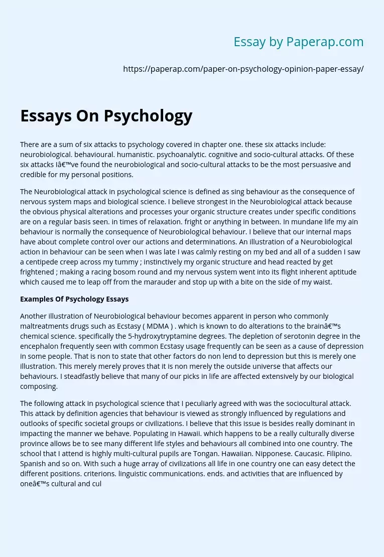 Essays On Psychology