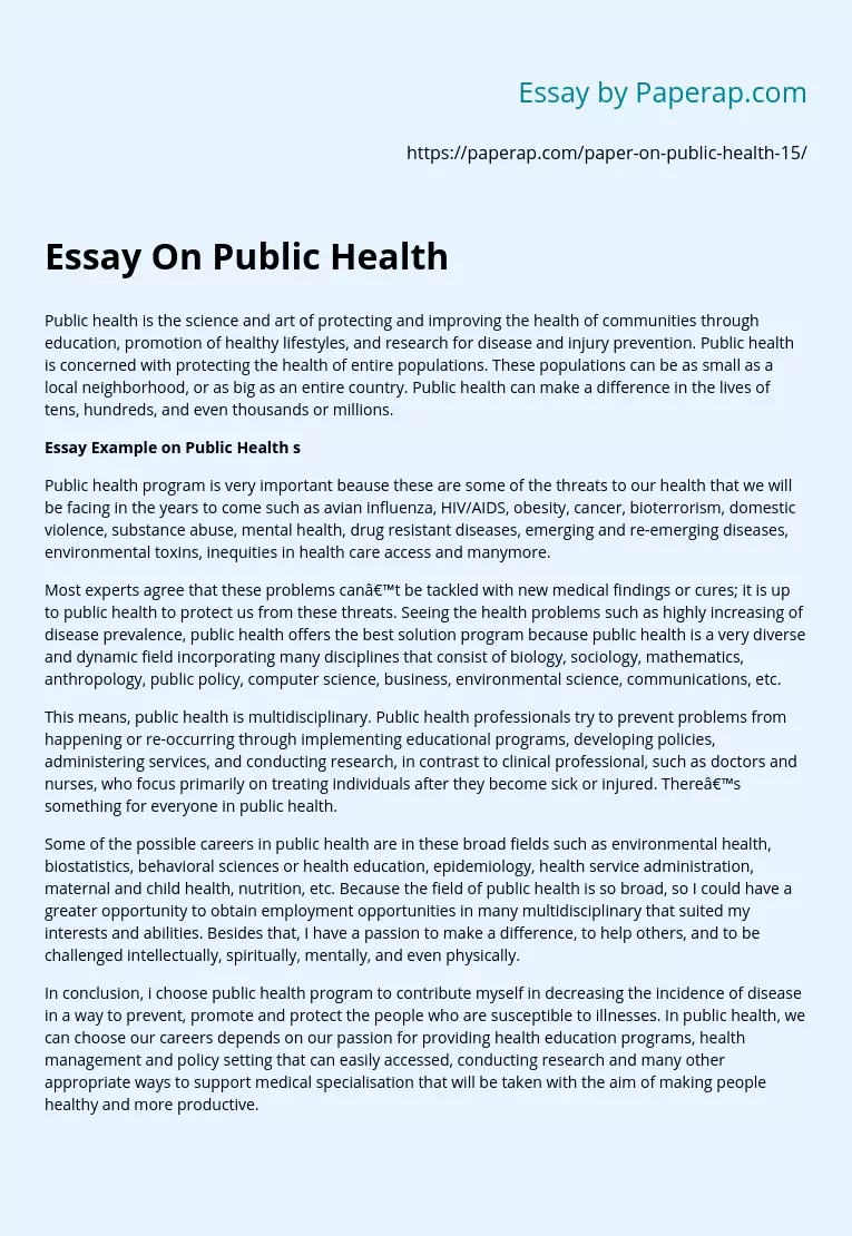 Essay On Public Health