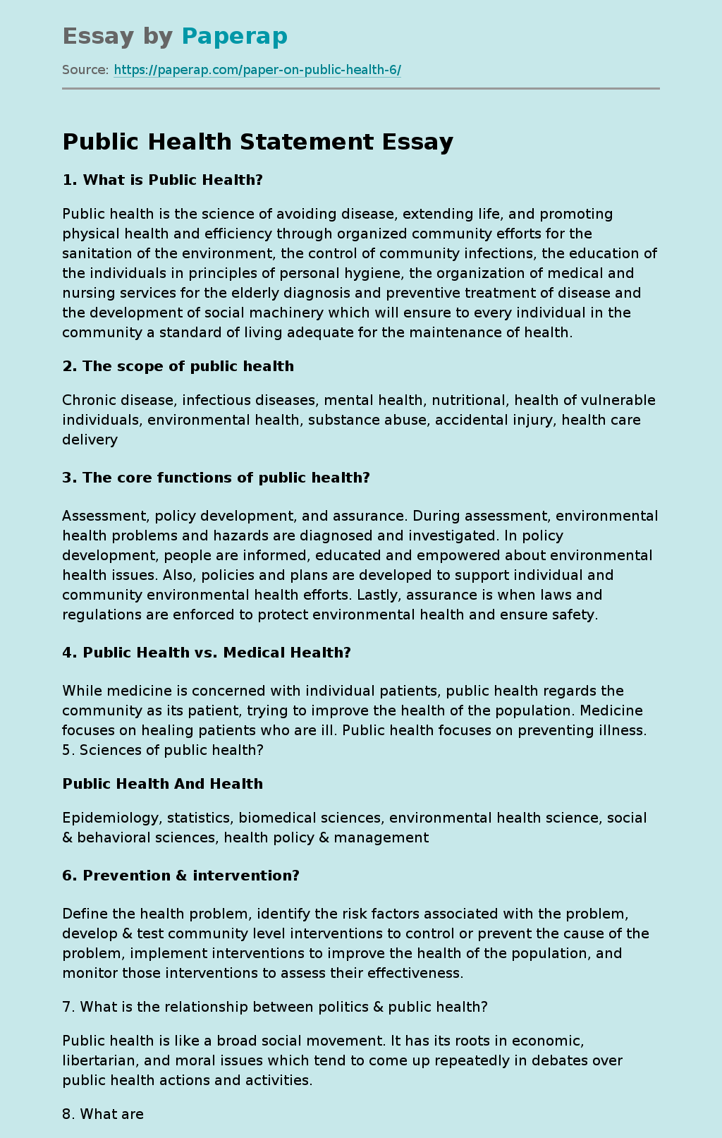 public health issues solutions essay