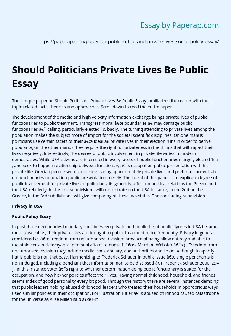 Should Politicians Private Lives Be Public?
