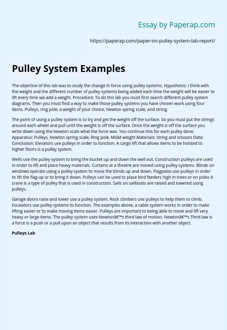 Pulley System Examples