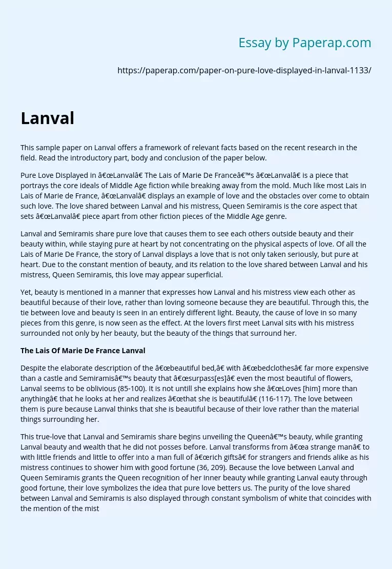 Lanval story analysis