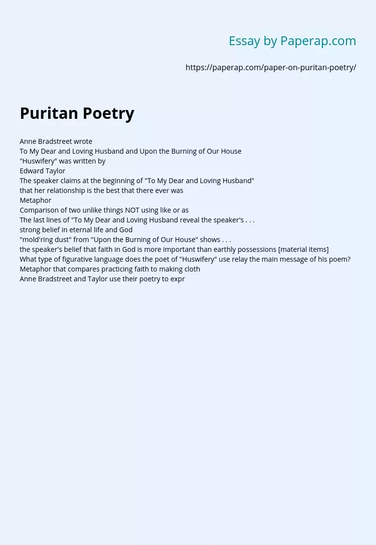 Puritan Poetry