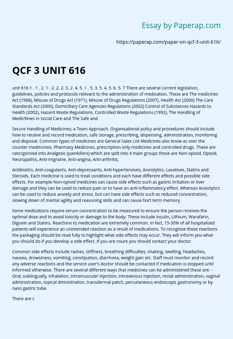 QCF 3 UNIT 616