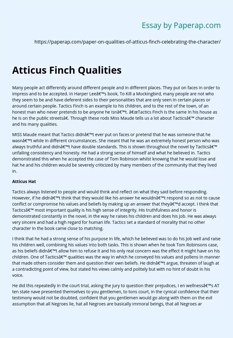 Atticus Finch Qualities