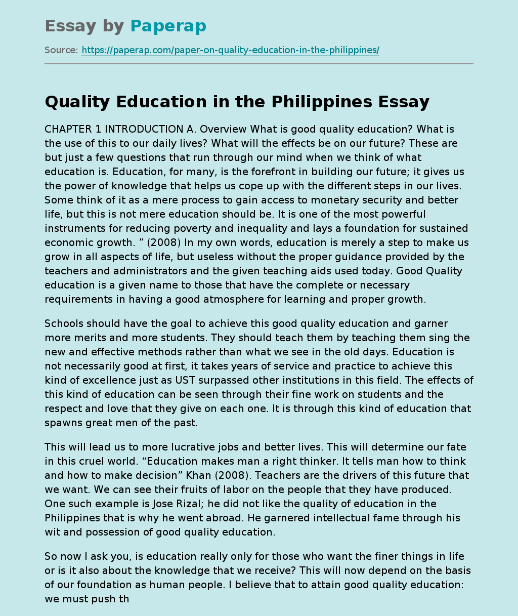 essay on quality of our education