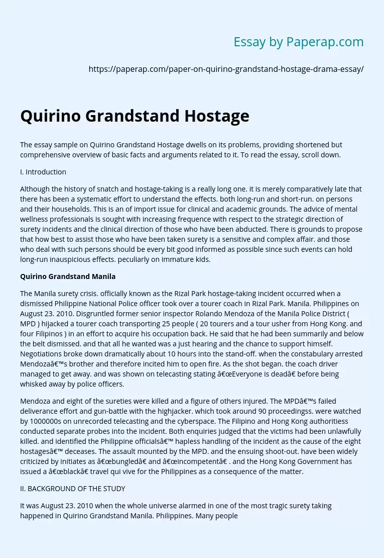 Quirino Grandstand Hostage